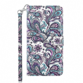 Capa De Couro Para Samsung Galaxy M12 / A12 Padrões De Flores