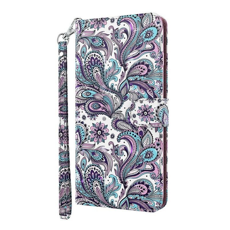 Capa De Couro Para Samsung Galaxy M12 / A12 Padrões De Flores