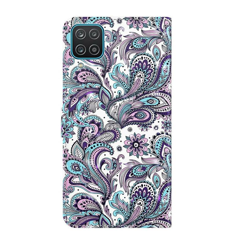 Capa De Couro Para Samsung Galaxy M12 / A12 Padrões De Flores