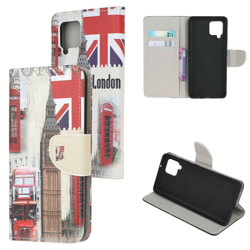 Capa De Couro Para Samsung Galaxy M12 / A12 Vida Em Londres