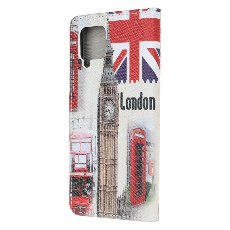 Capa De Couro Para Samsung Galaxy M12 / A12 Vida Em Londres