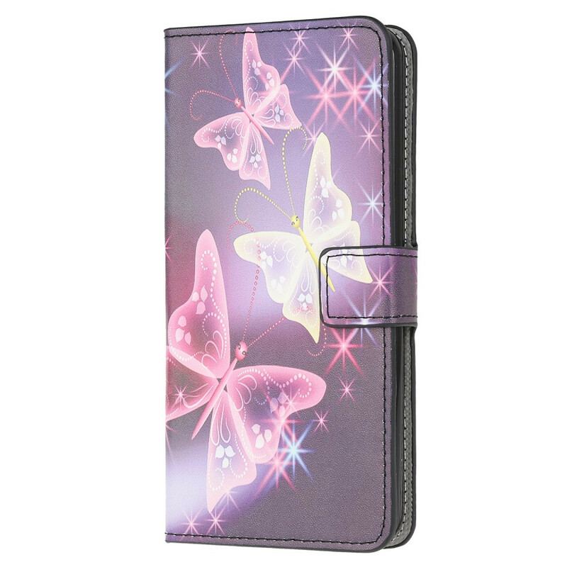 Capa Em Pele Para Samsung Galaxy M12 / A12 Borboleta Real