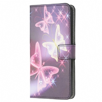 Capa Em Pele Para Samsung Galaxy M12 / A12 Borboleta Real