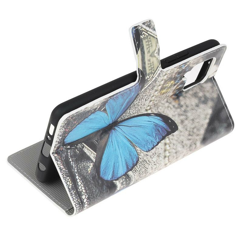 Capa Em Pele Para Samsung Galaxy M12 / A12 Borboleta Real