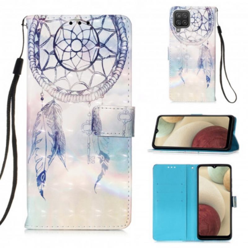 Capa Flip Para Samsung Galaxy M12 / A12 Apanhador De Sonhos Pastel