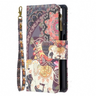 Capa Flip Para Samsung Galaxy M12 / A12 Bolso Elefante Com Zíper