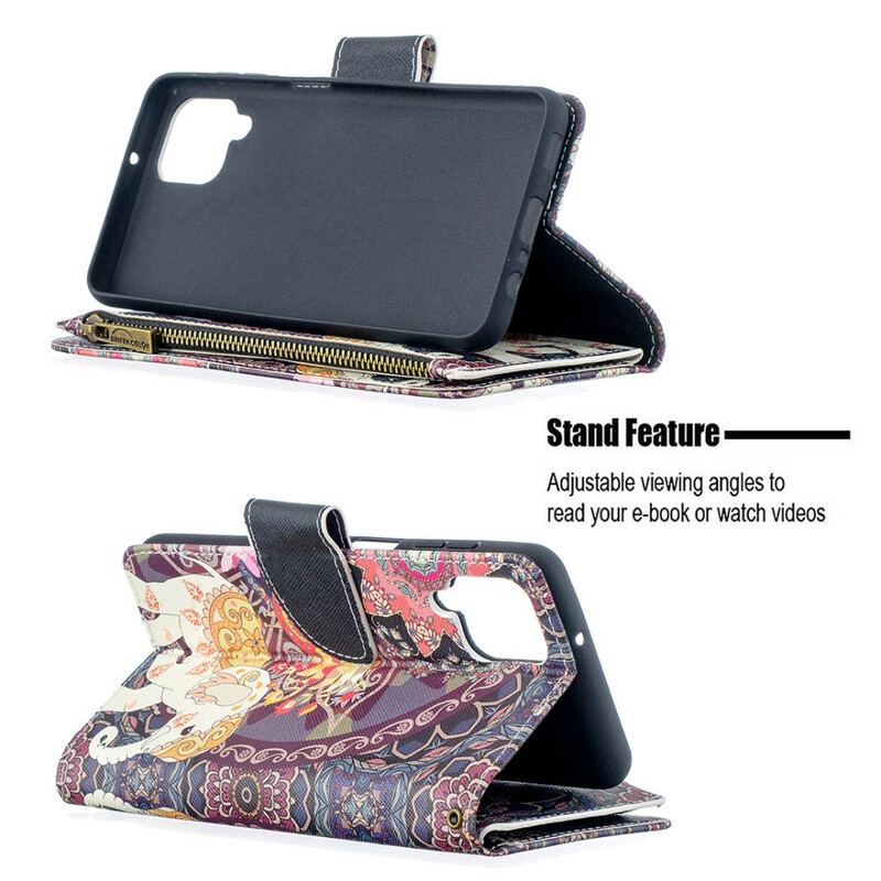 Capa Flip Para Samsung Galaxy M12 / A12 Bolso Elefante Com Zíper