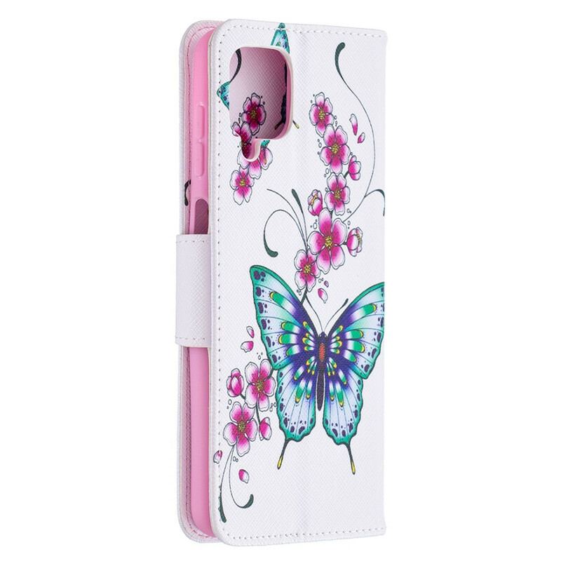 Capa Flip Para Samsung Galaxy M12 / A12 Borboletas Reis