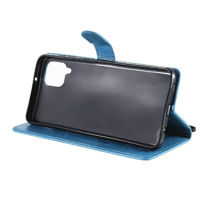 Capa Flip Para Samsung Galaxy M12 / A12 De Cordão Gato E Abelha Com Cordão