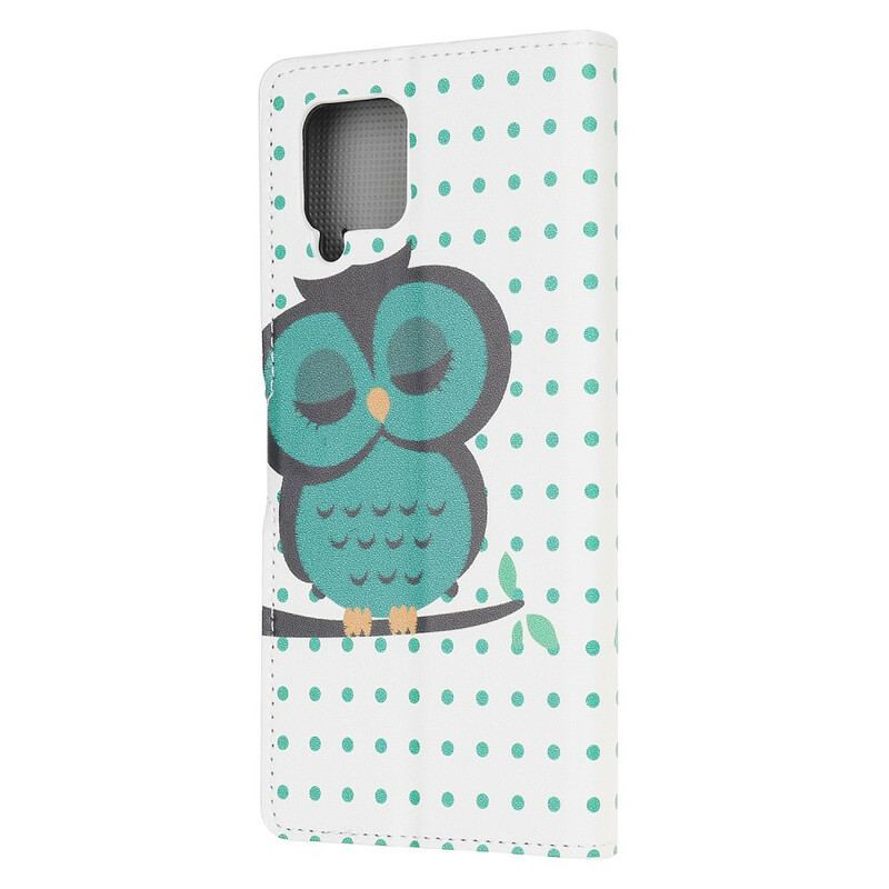 Capa Flip Para Samsung Galaxy M12 / A12 Coruja Adormecida