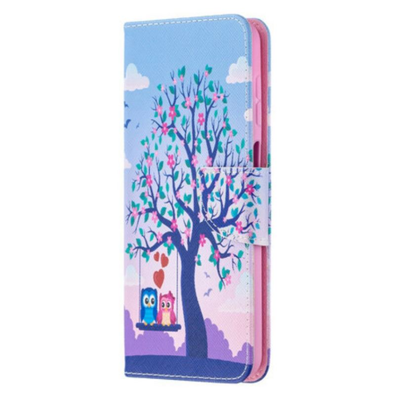 Capa Flip Para Samsung Galaxy M12 / A12 Corujas No Balanço