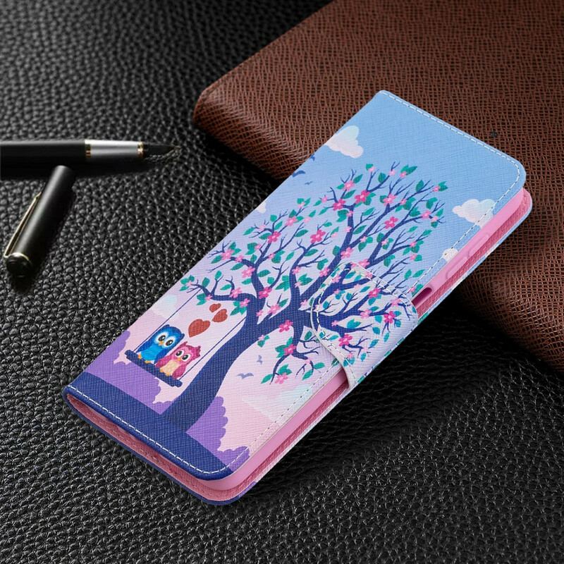 Capa Flip Para Samsung Galaxy M12 / A12 Corujas No Balanço