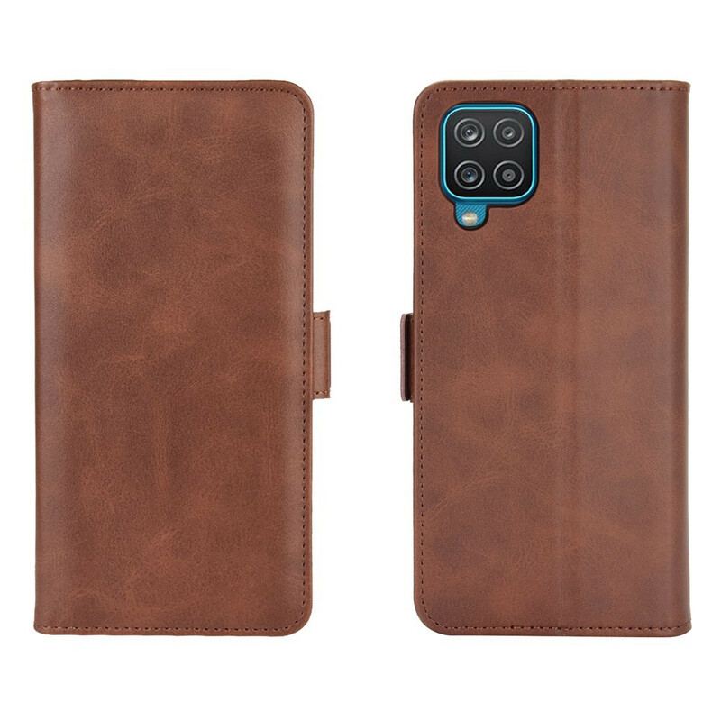 Capa Flip Para Samsung Galaxy M12 / A12 De Couro Aba Dupla