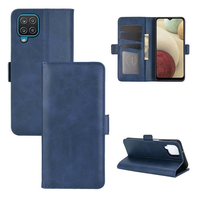 Capa Flip Para Samsung Galaxy M12 / A12 De Couro Aba Dupla