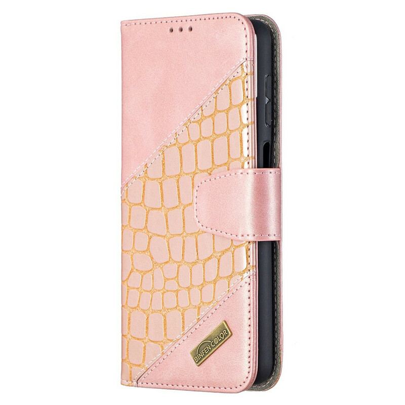 Capa Flip Para Samsung Galaxy M12 / A12 Efeito Clássico De Pele De Crocodilo