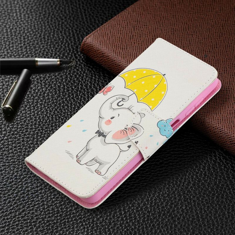 Capa Flip Para Samsung Galaxy M12 / A12 Elefante Bébé