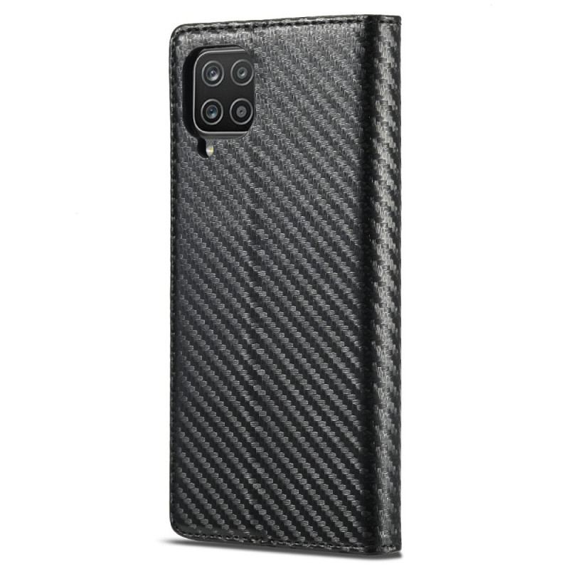 Capa Flip Para Samsung Galaxy M12 / A12 Fibra De Carbono Lc.imeeke