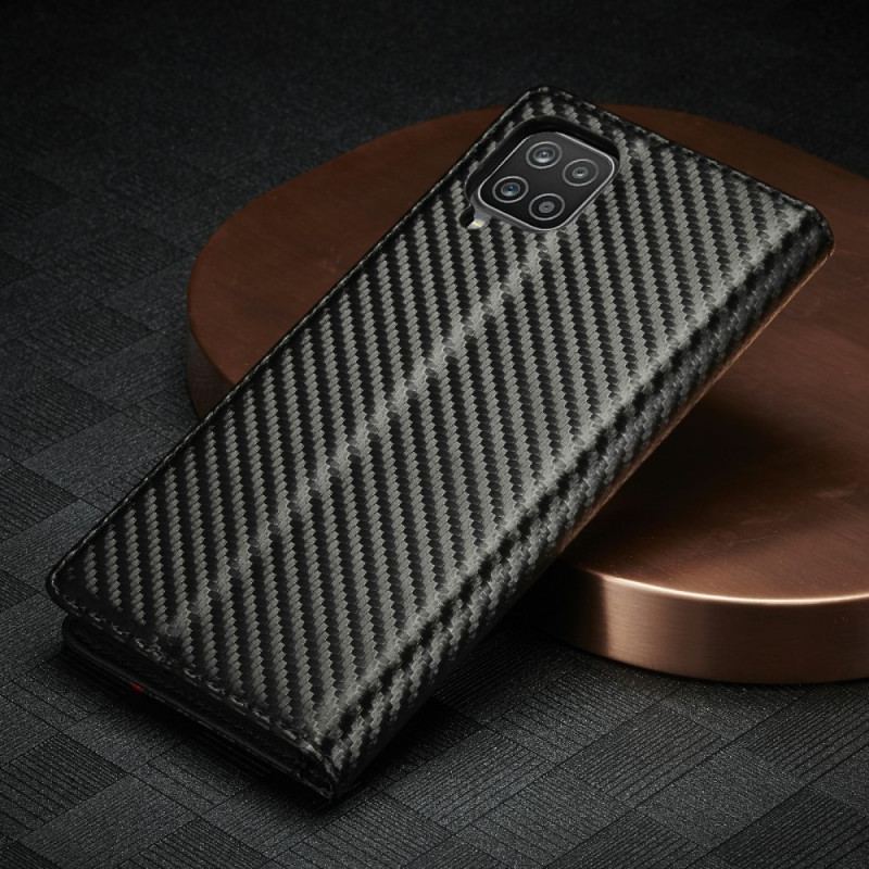 Capa Flip Para Samsung Galaxy M12 / A12 Fibra De Carbono Lc.imeeke