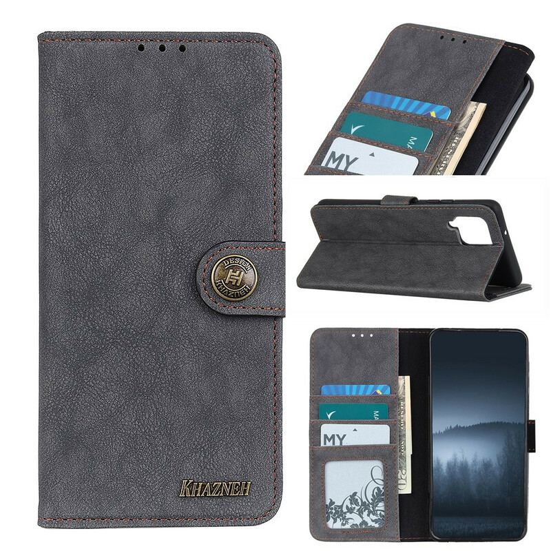 Capa Flip Para Samsung Galaxy M12 / A12 Khazneh Retrô Split Couro Sintético