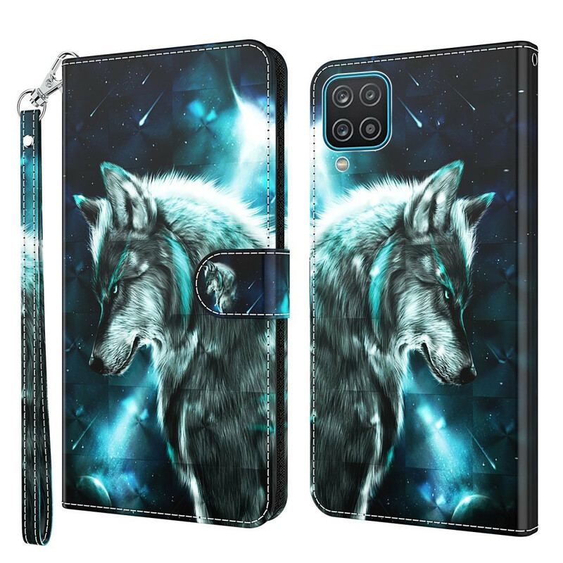 Capa Flip Para Samsung Galaxy M12 / A12 Lobo Majestoso