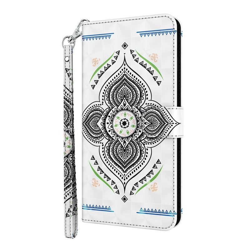 Capa Flip Para Samsung Galaxy M12 / A12 Mandala De Pontos De Luz Com Cordão