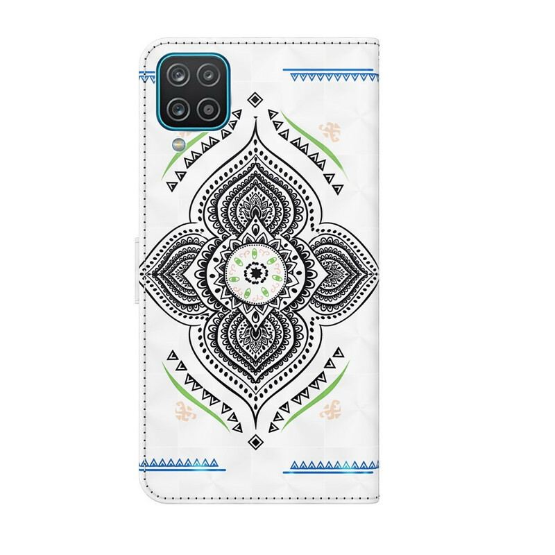 Capa Flip Para Samsung Galaxy M12 / A12 Mandala De Pontos De Luz Com Cordão