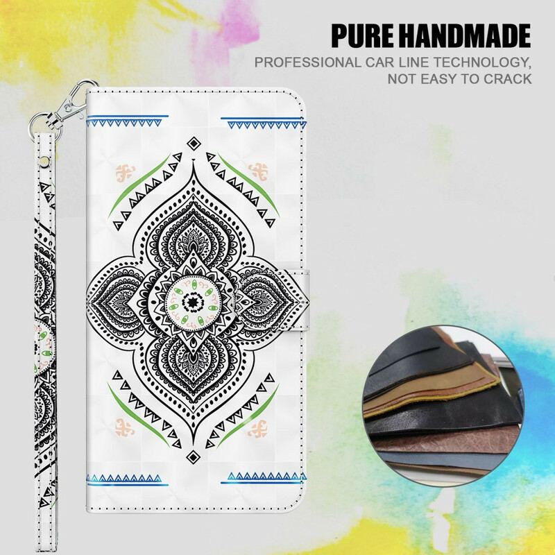 Capa Flip Para Samsung Galaxy M12 / A12 Mandala De Pontos De Luz Com Cordão