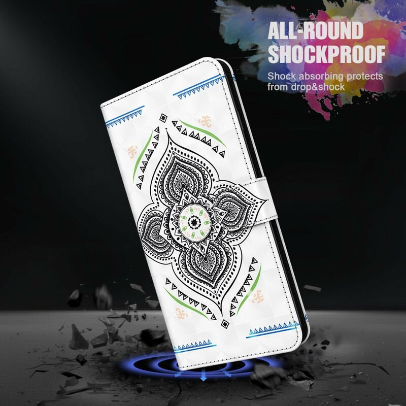 Capa Flip Para Samsung Galaxy M12 / A12 Mandala De Pontos De Luz Com Cordão