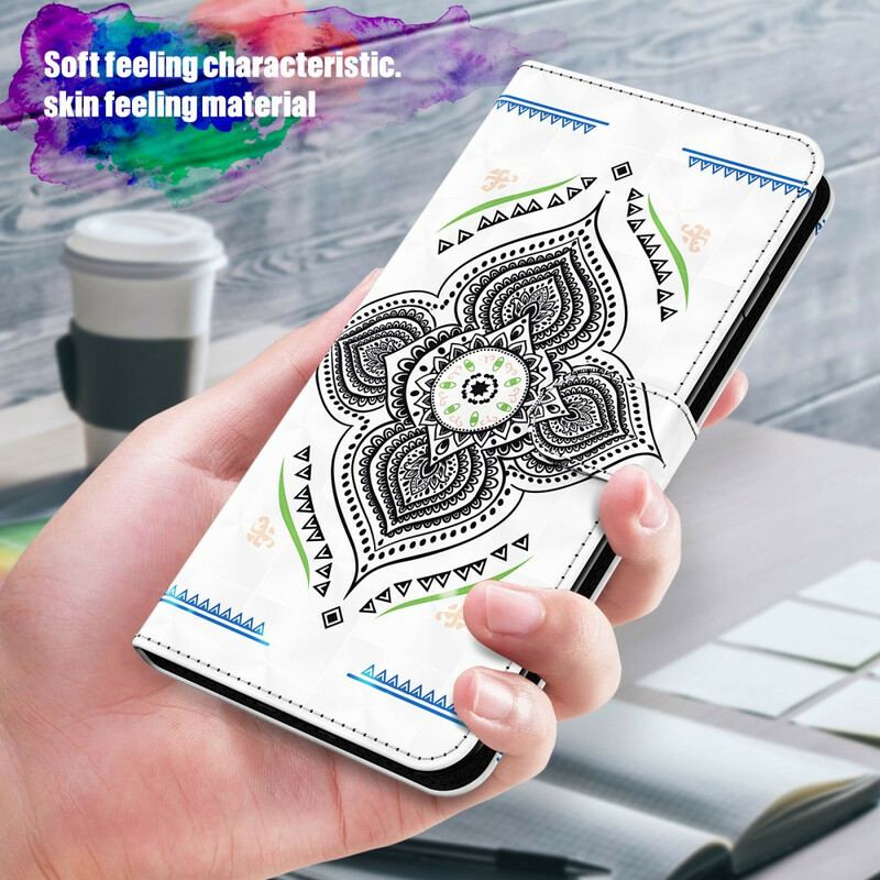 Capa Flip Para Samsung Galaxy M12 / A12 Mandala De Pontos De Luz Com Cordão