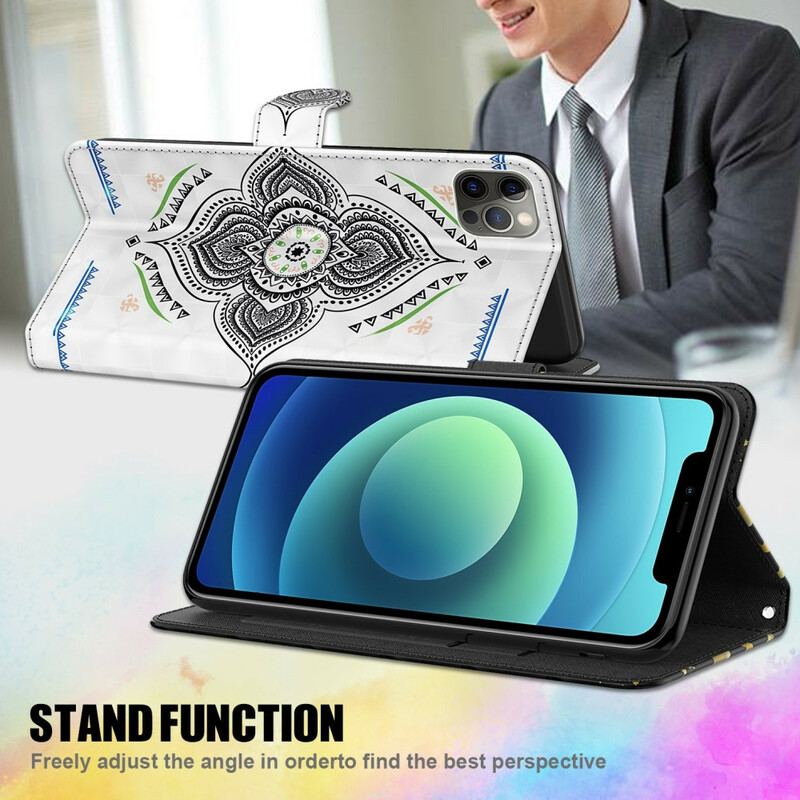 Capa Flip Para Samsung Galaxy M12 / A12 Mandala De Pontos De Luz Com Cordão