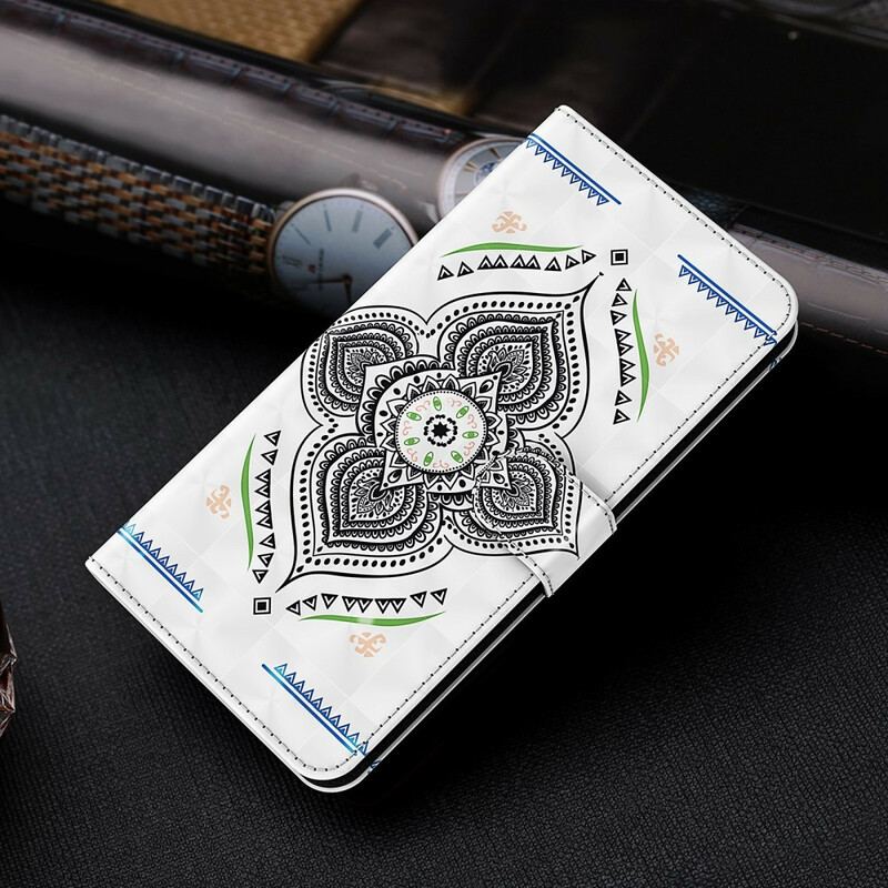 Capa Flip Para Samsung Galaxy M12 / A12 Mandala De Pontos De Luz Com Cordão