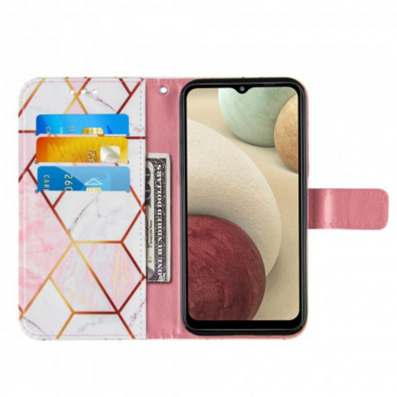 Capa Flip Para Samsung Galaxy M12 / A12 Mármore Geométrico