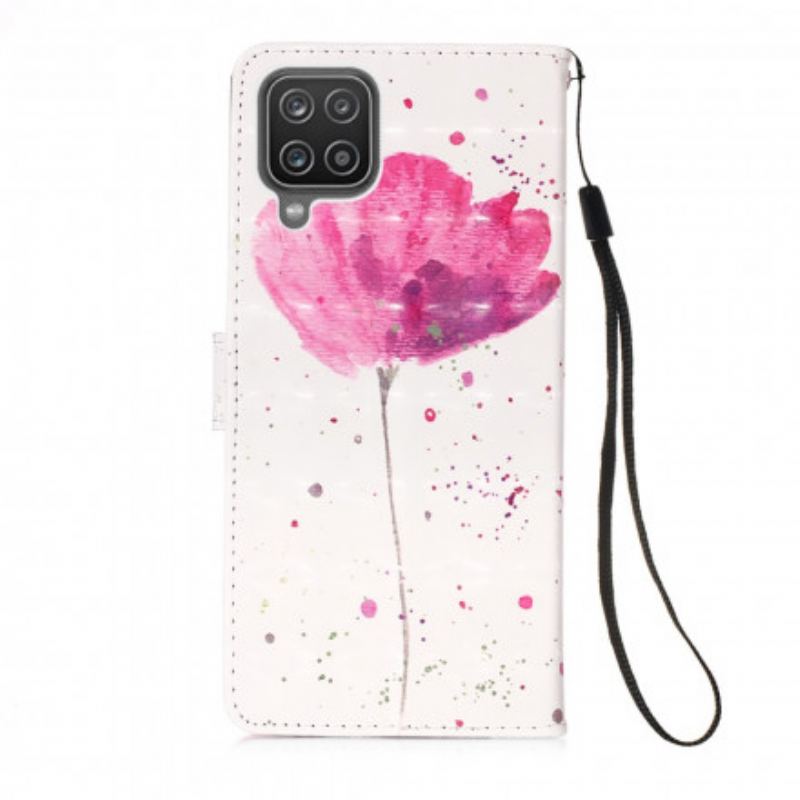 Capa Capa Flip Para Samsung Galaxy M12 / A12 Papoula Aquarela