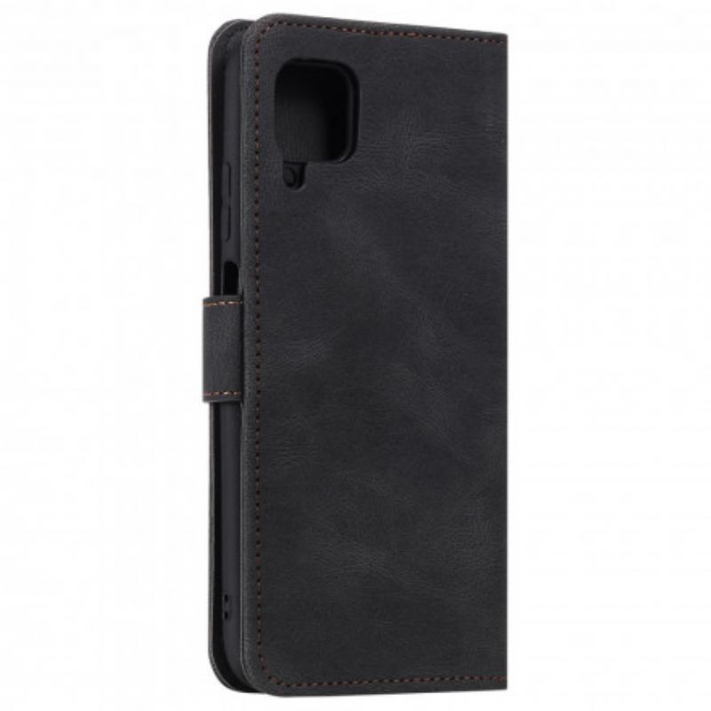 Capa Flip Para Samsung Galaxy M12 / A12 Rebites Bicolores De Couro Falso