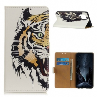 Capa Flip Para Samsung Galaxy M12 / A12 Tigre Feroz