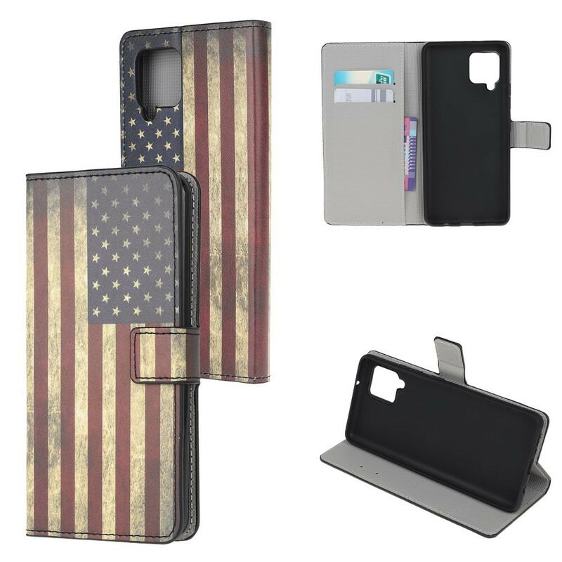 Capa Folio Para Samsung Galaxy M12 / A12 Bandeira Americana