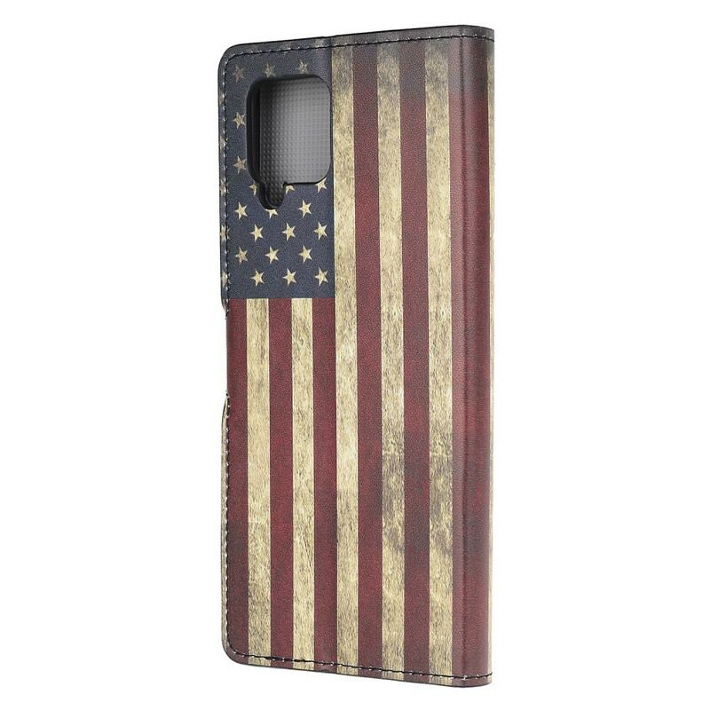 Capa Folio Para Samsung Galaxy M12 / A12 Bandeira Americana