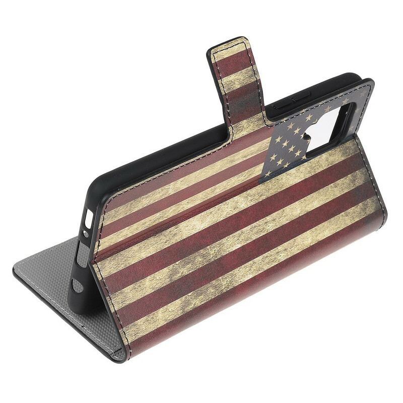 Capa Folio Para Samsung Galaxy M12 / A12 Bandeira Americana