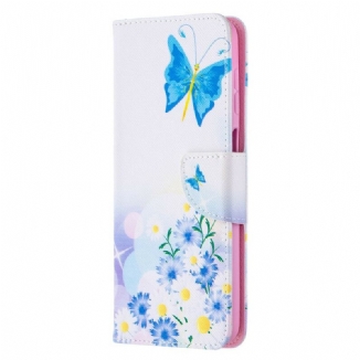 Capa Folio Para Samsung Galaxy M12 / A12 Borboletas E Flores Pintadas