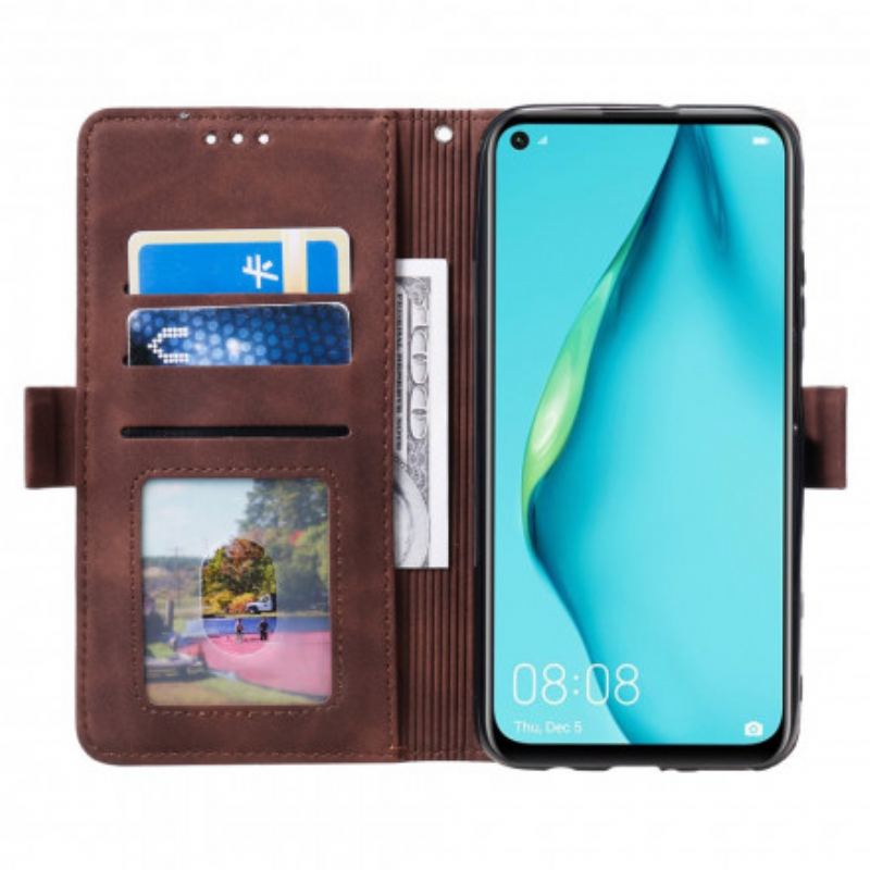 Capa Folio Para Samsung Galaxy M12 / A12 Contornos Reforçados Com Couro Sintético Em Dois Tons