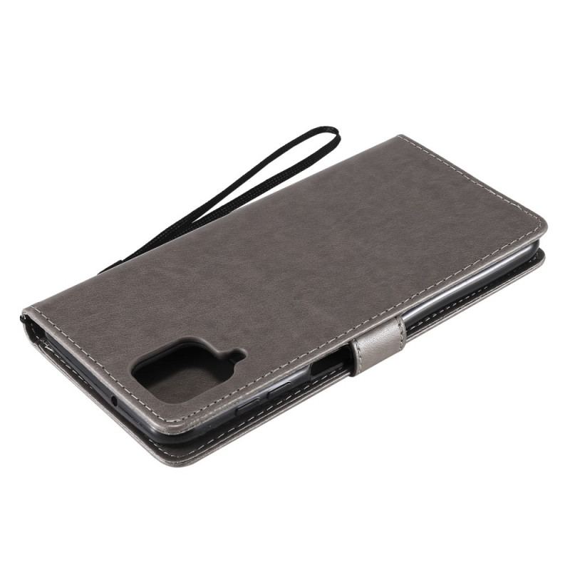 Capa Folio Para Samsung Galaxy M12 / A12 De Cordão Árvore E Gato Strappy