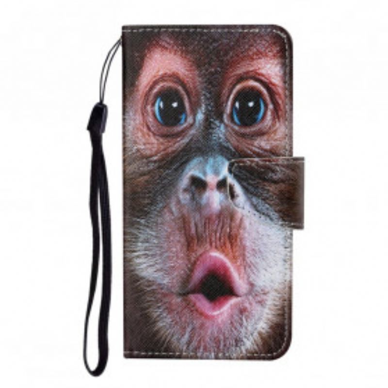 Capa Folio Para Samsung Galaxy M12 / A12 De Cordão Macaco Tanga