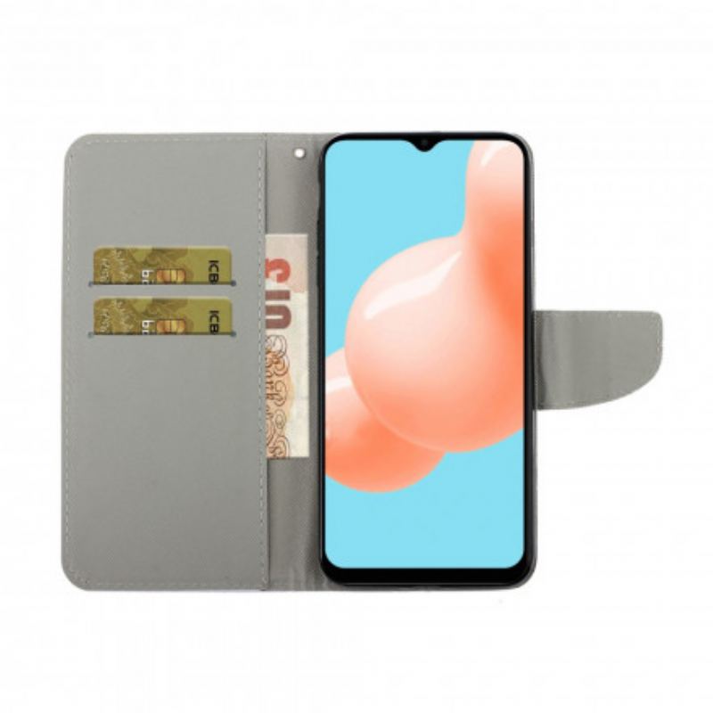 Capa Folio Para Samsung Galaxy M12 / A12 De Cordão Macaco Tanga