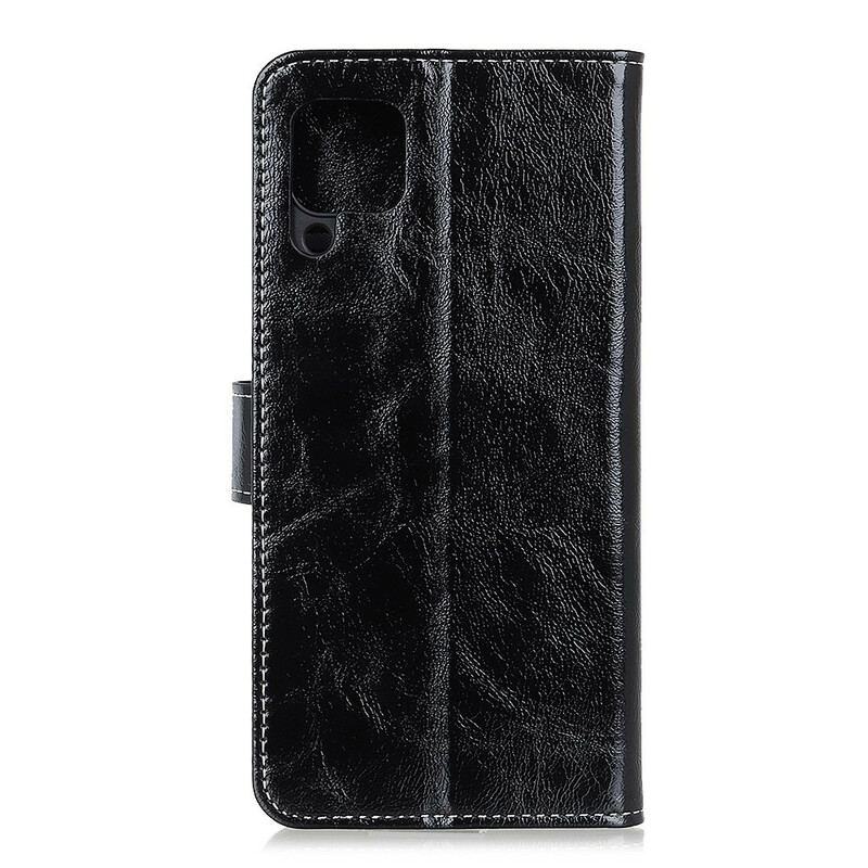 Capa Folio Para Samsung Galaxy M12 / A12 Costuras Brilhantes E Expostas