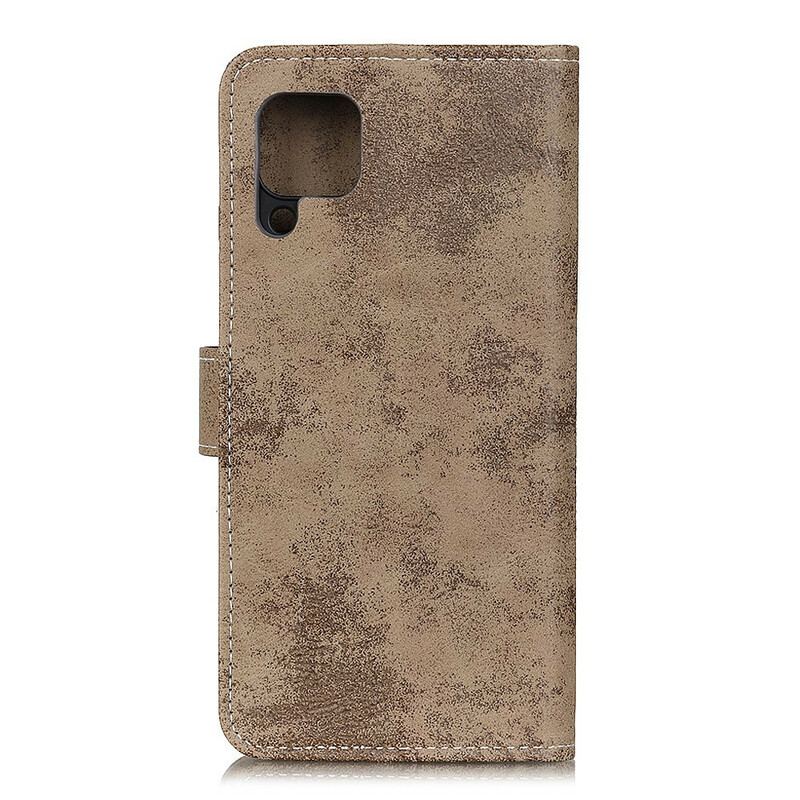 Capa Folio Para Samsung Galaxy M12 / A12 Couro Falso Vintage