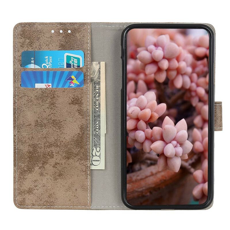 Capa Folio Para Samsung Galaxy M12 / A12 Couro Falso Vintage