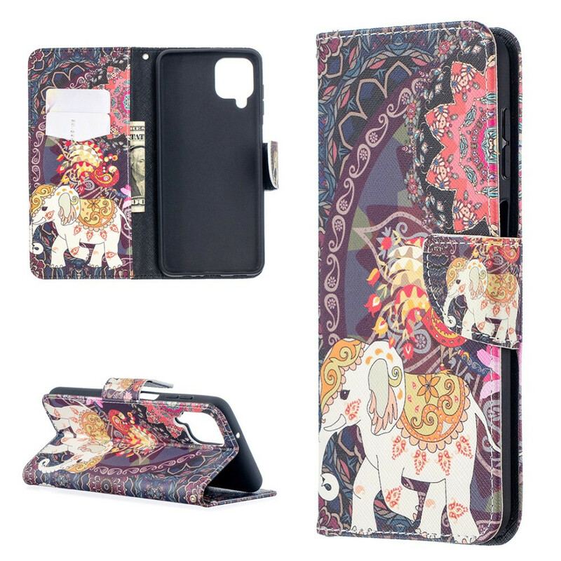 Capa Folio Para Samsung Galaxy M12 / A12 Elefante Indiano