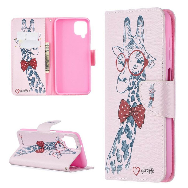 Capa Folio Para Samsung Galaxy M12 / A12 Girafa Inteligente