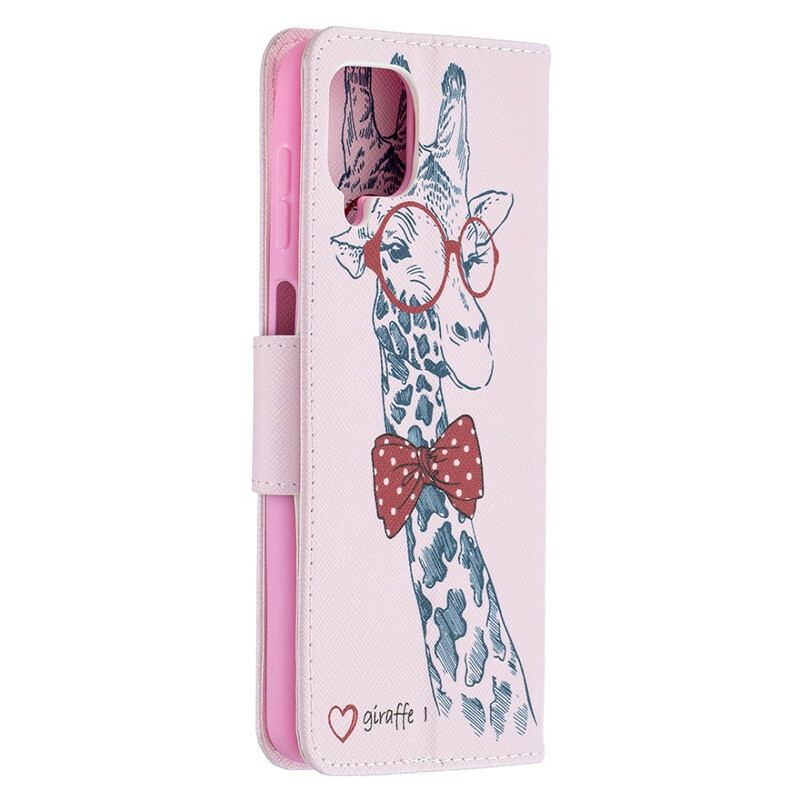 Capa Folio Para Samsung Galaxy M12 / A12 Girafa Inteligente