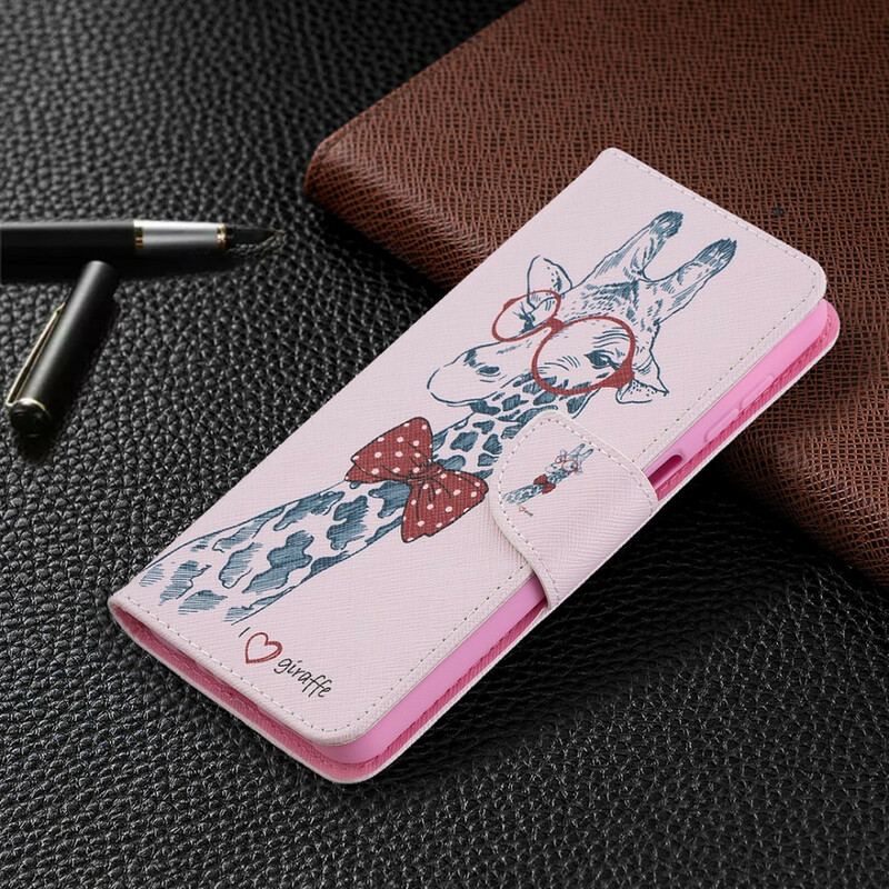 Capa Folio Para Samsung Galaxy M12 / A12 Girafa Inteligente